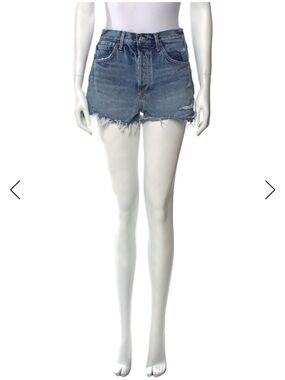 AGOLDE High-Rise Distressed Denim Shorts - Blue